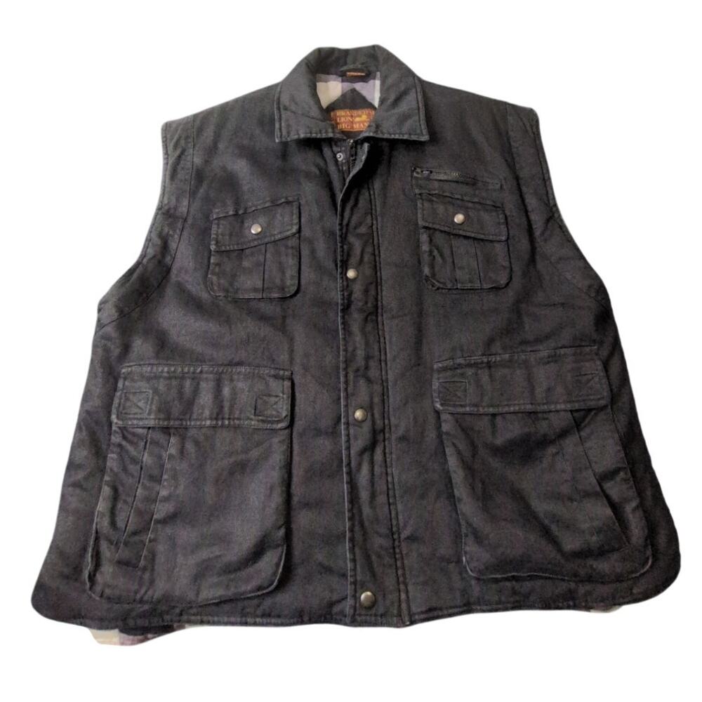 Branded Lion Big Man Mens Vest Sz 2XB Black White Checkered Buffalo Plaid